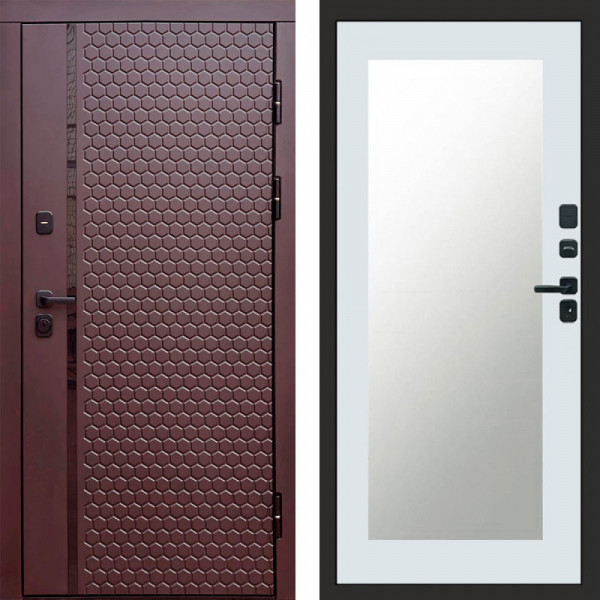 Входная дверь Termo-Door Simple Шоколад - Зеркало Триумф Белый софт