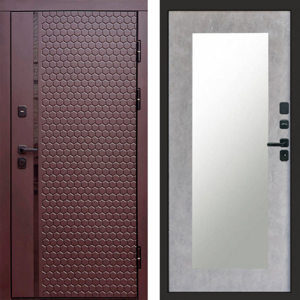 Входная дверь Termo-Door Simple Шоколад - Зеркало Триумф бетон светлый