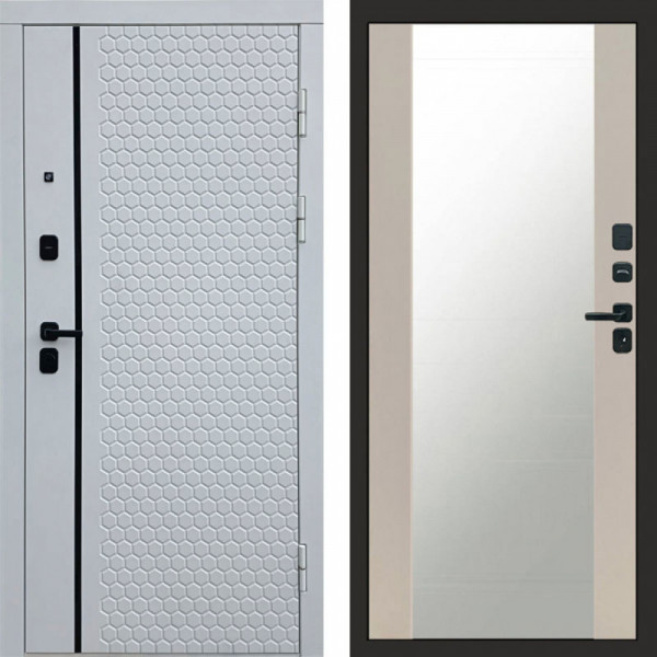 Входная дверь Termo-Door Simple White - Зеркало Слоновая кость