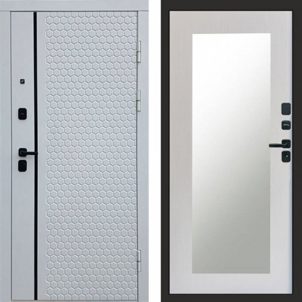 Входная дверь Termo-Door Simple White - Зеркало Триумф лиственница