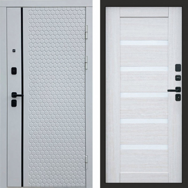 Входная дверь Termo-Door Simple White - Зеркало Триумф Царга лиственница 4500 / 5500