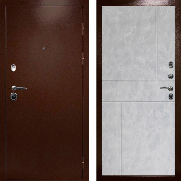 Входная дверь Termo-Door Техно Медь Антик - Горизонт бетон светлый