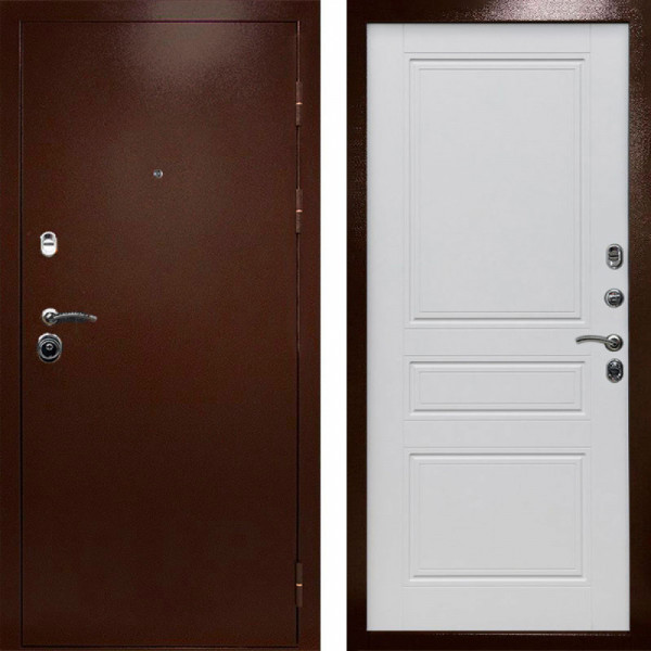 Входная дверь Termo-Door Техно Медь Антик - Классика белый матовый