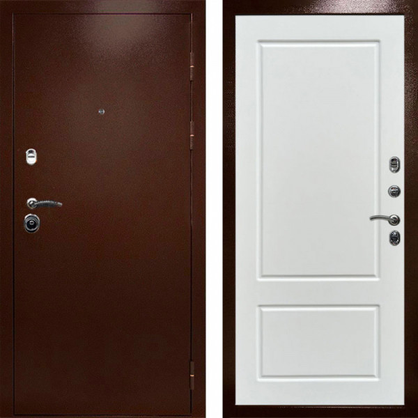 Входная дверь Termo-Door Техно Медь Антик - Марсель Белый софт