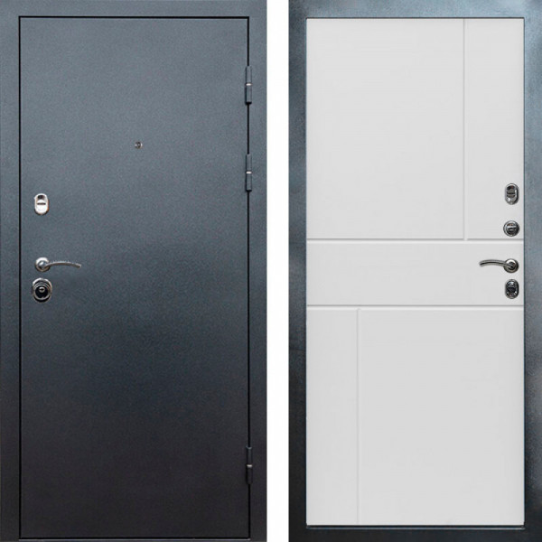 Входная дверь Termo-Door Техно Серебро Антик - Горизонт белый