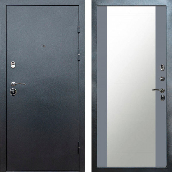 Входная дверь Termo-Door Техно Серебро Антик - Зеркало Grey Софт