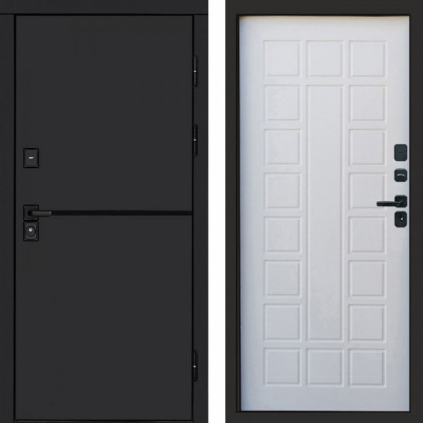 Входная дверь Termo-Door Тренд Black - Престиж белое дерево
