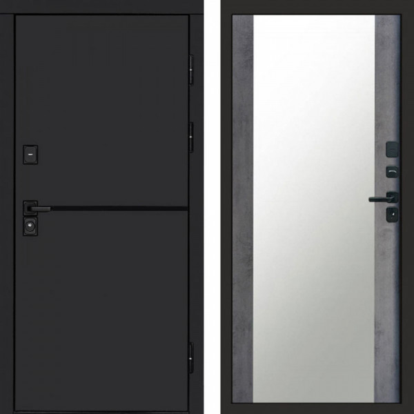 Входная дверь Termo-Door Тренд Black - Зеркало бетон темный