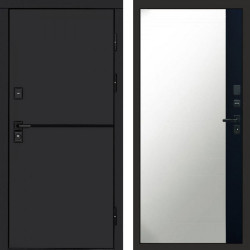 Входная дверь Termo-Door Тренд Black - Зеркало Фацет Черный кварц+тонировка серая