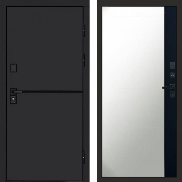 Входная дверь Termo-Door Тренд Black - Зеркало Фацет Черный кварц+тонировка серая