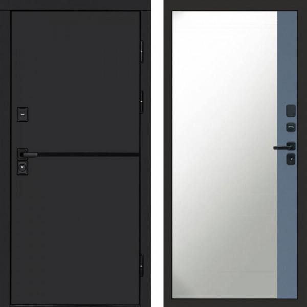 Входная дверь Termo-Door Тренд Black - Зеркало Фацет Grey софт