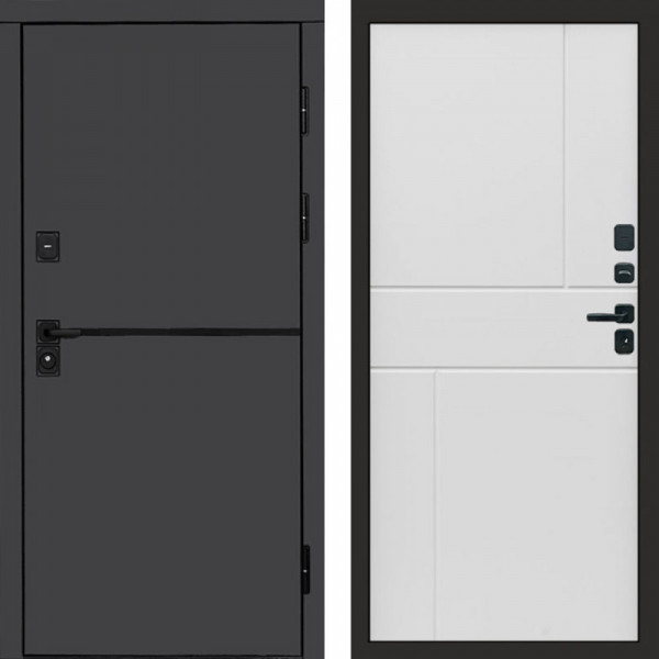 Входная дверь Termo-Door Тренд Графит - Горизонт белый