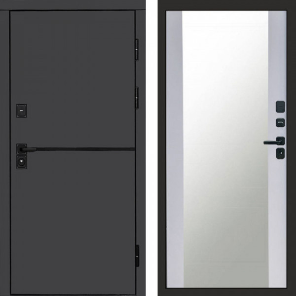 Входная дверь Termo-Door Тренд Графит - Зеркало белый софт