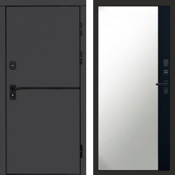 Входная дверь Termo-Door Тренд Графит - Зеркало Фацет Черный кварц+тонировка серая