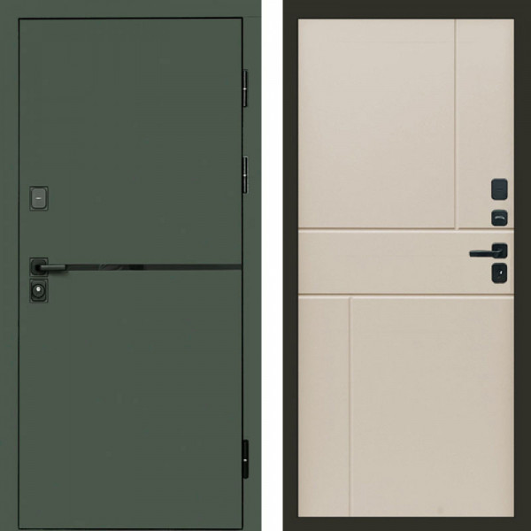 Входная дверь Termo-Door Тренд Грин - Горизонт Слоновая кость