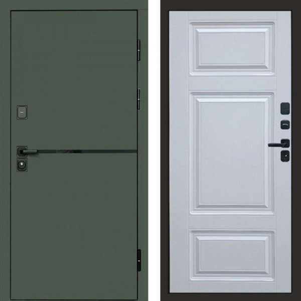 Входная дверь Termo-Door Тренд Грин - Лион Белый софт