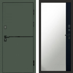 Входная дверь Termo-Door Тренд Грин - Зеркало Фацет Черный кварц+тонировка серая
