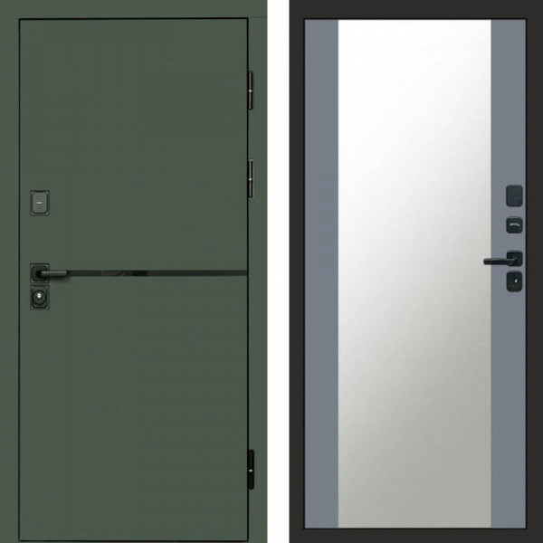 Входная дверь Termo-Door Тренд Грин - Зеркало Grey Софт