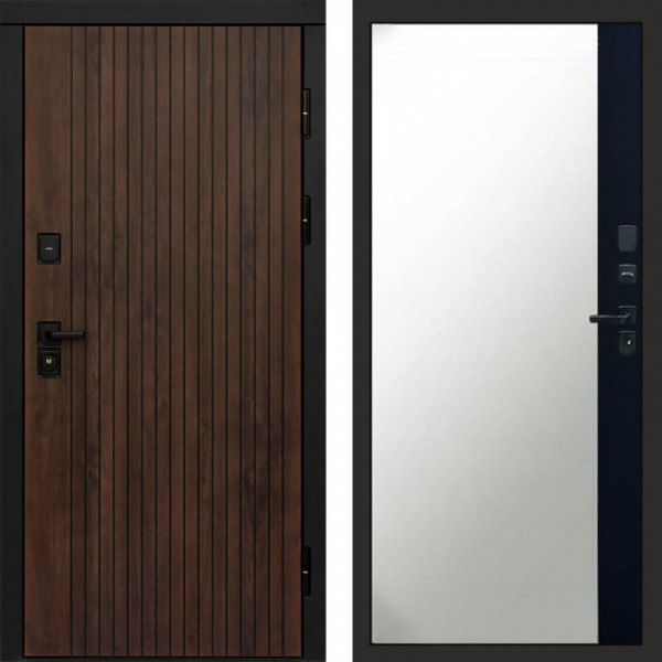 Входная дверь Termo-Door Твист Ультра - Зеркало Фацет Черный кварц