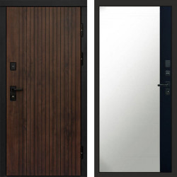 Входная дверь Termo-Door Твист Ультра - Зеркало Фацет Черный кварц+тонировка серая