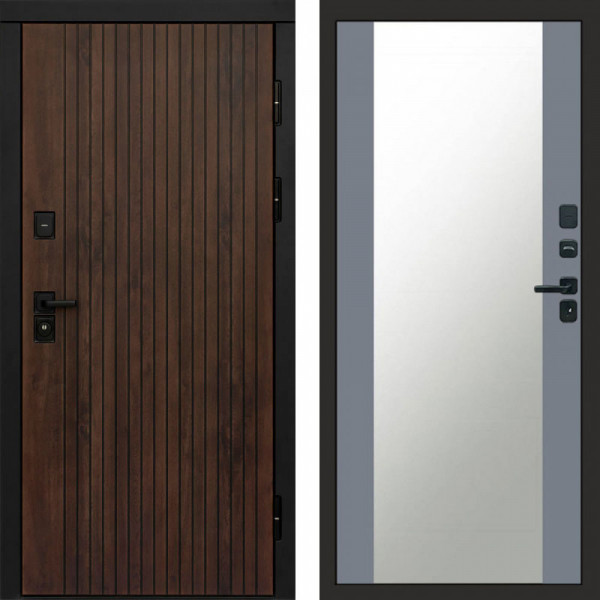 Входная дверь Termo-Door Твист Ультра - Зеркало Grey Софт