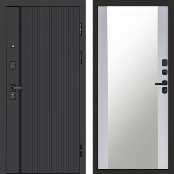 Входная дверь Termo-Door Урбан Black - Зеркало белый софт