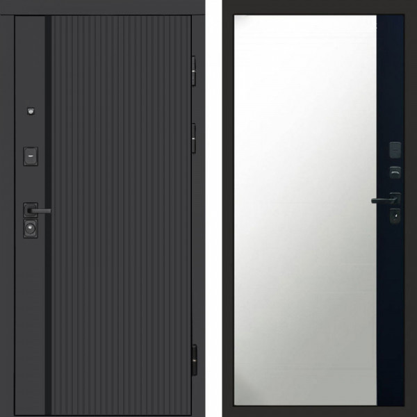 Входная дверь Termo-Door Урбан Black - Зеркало Фацет Черный кварц+тонировка серая
