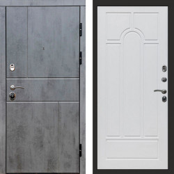 Входная дверь Termo-Door Вертикаль Бетон Темный - Арка белое дерево