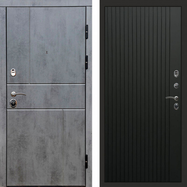 Входная дверь Termo-Door Вертикаль Бетон Темный - Flat Черный кварц