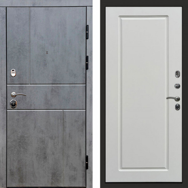 Входная дверь Termo-Door Вертикаль Бетон Темный - Гранд Белый софт