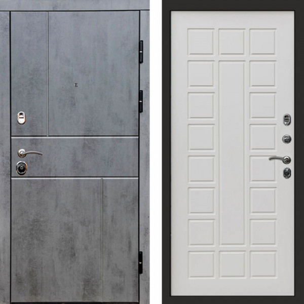 Входная дверь Termo-Door Вертикаль Бетон Темный - Престиж бежевый матовый