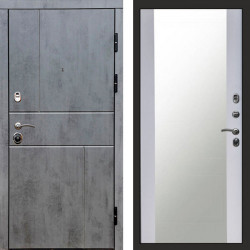 Входная дверь Termo-Door Вертикаль Бетон Темный - Зеркало белый софт