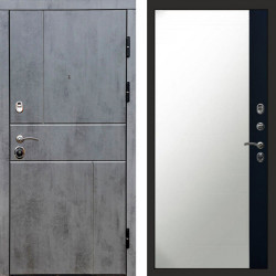 Входная дверь Termo-Door Вертикаль Бетон Темный - Зеркало Фацет Черный кварц+тонировка серая