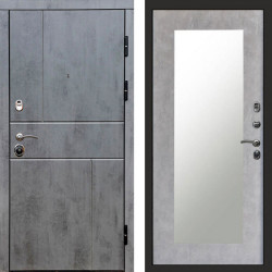 Входная дверь Termo-Door Вертикаль Бетон Темный - Зеркало Триумф бетон светлый