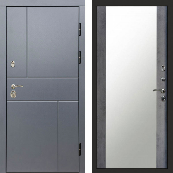 Входная дверь Termo-Door Вертикаль Grey - Зеркало бетон темный