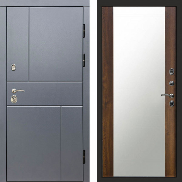 Входная дверь Termo-Door Вертикаль Grey - Зеркало дуб