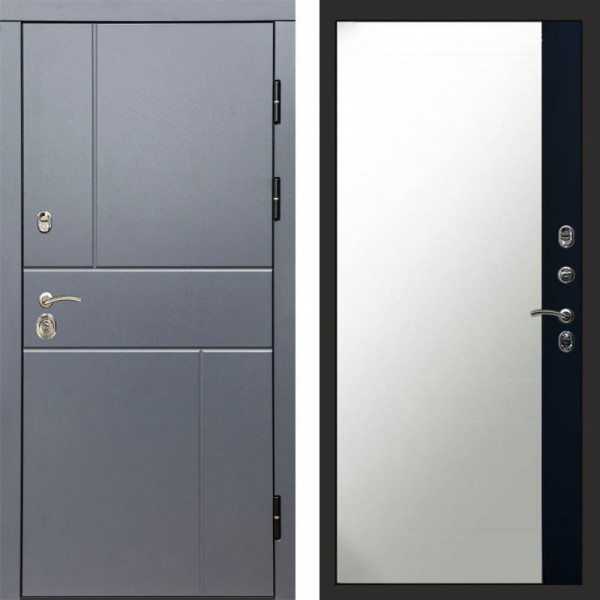 Входная дверь Termo-Door Вертикаль Grey - Зеркало Фацет Черный кварц