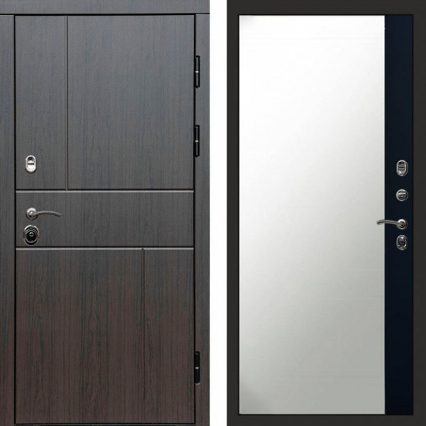 Входная дверь Termo-Door Вертикаль Венге - Зеркало Фацет Черный кварц