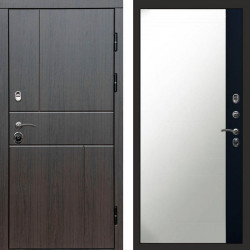 Входная дверь Termo-Door Вертикаль Венге - Зеркало Фацет Черный кварц+тонировка серая