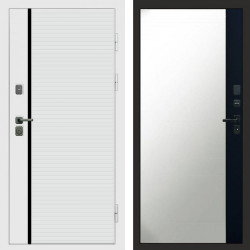 Входная дверь Termo-Door White Line - Зеркало Фацет Черный кварц+тонировка серая