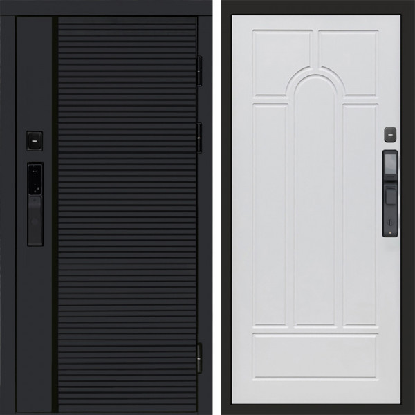 Входная дверь Termo-Door Смарт Black Line - Арка белое дерево