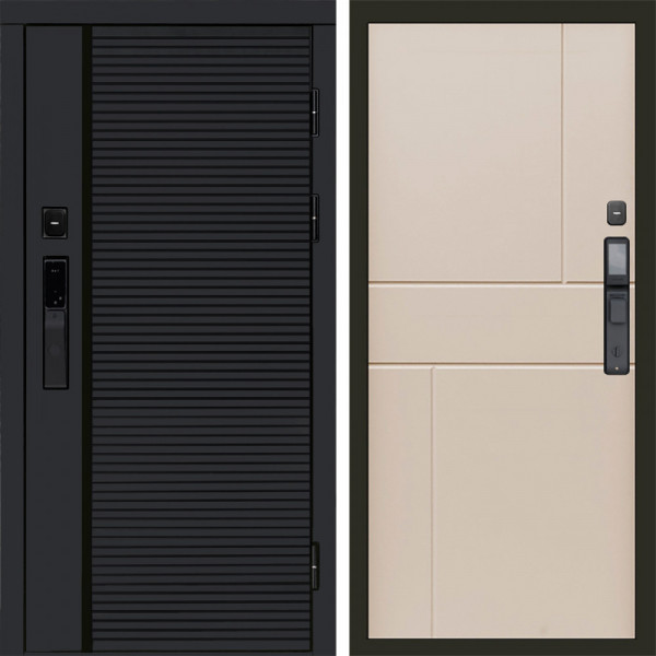 Входная дверь Termo-Door Смарт Black Line - Горизонт Слоновая кость