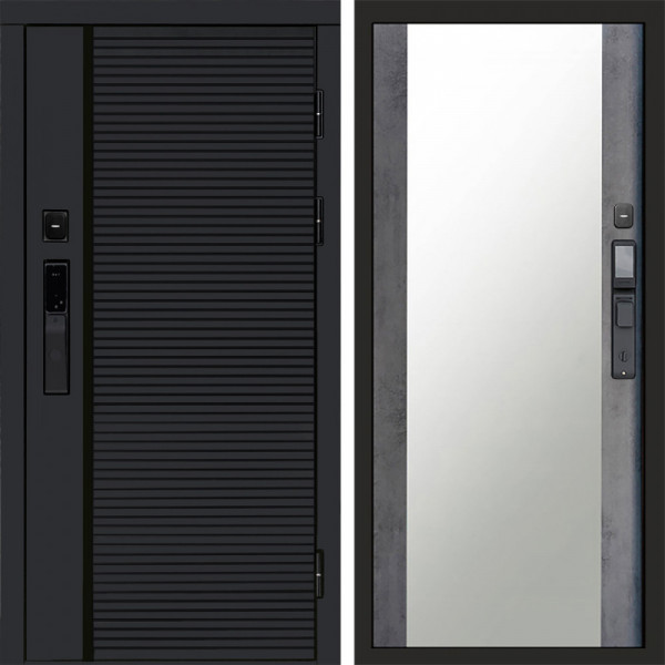 Входная дверь Termo-Door Смарт Black Line - Зеркало бетон темный