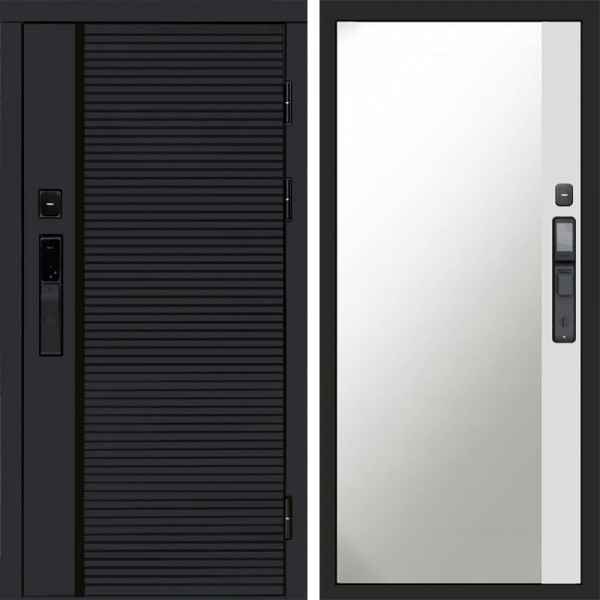 Входная дверь Termo-Door Смарт Black Line - Зеркало Фацет Белый софт