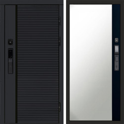 Входная дверь Termo-Door Смарт Black Line - Зеркало Фацет Черный кварц+тонировка серая