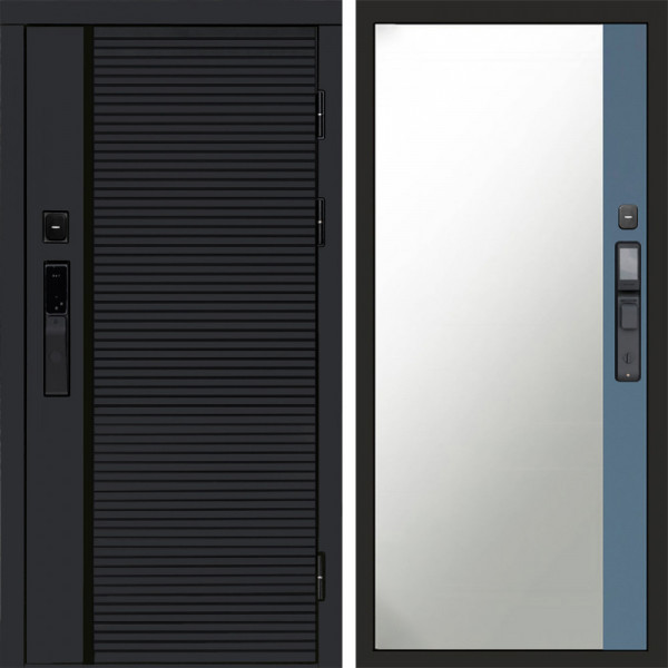 Входная дверь Termo-Door Смарт Black Line - Зеркало Фацет Grey софт