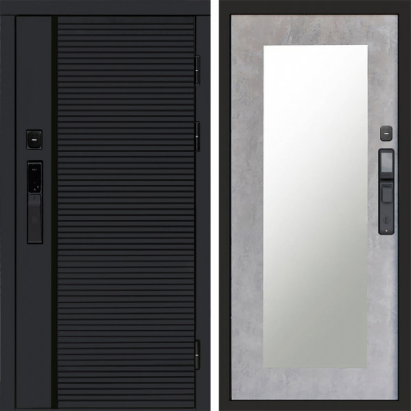 Входная дверь Termo-Door Смарт Black Line - Зеркало Триумф бетон светлый