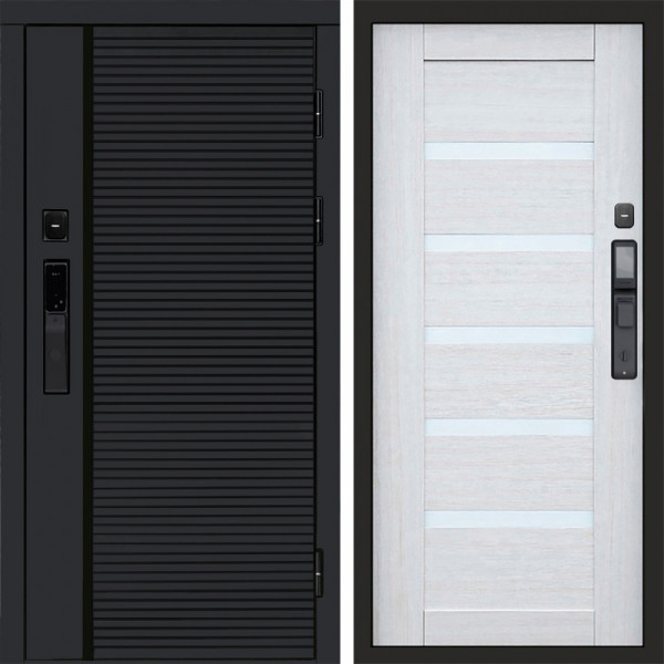 Входная дверь Termo-Door Смарт Black Line - Зеркало Триумф Царга лиственница 4500 / 5500