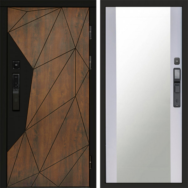 Входная дверь Termo-Door Смарт Геометрия - Зеркало белый софт