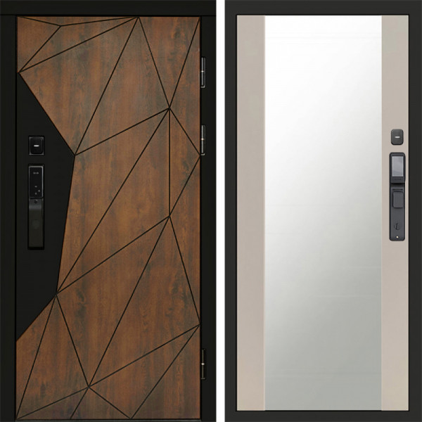 Входная дверь Termo-Door Смарт Геометрия - Зеркало Слоновая кость
